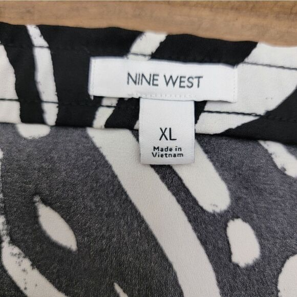 Nine West Side Ruched Midi Skirt Zebra Print Side Zipper Pencil Unlined Size XL - Picture 4 of 7